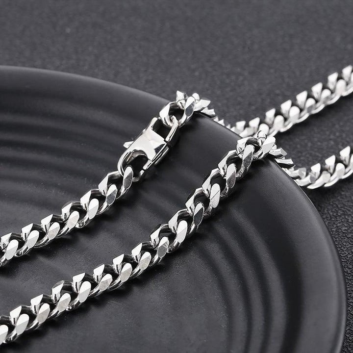 7/8mm Polished 6-Side Cut Curb Cuban Chain Necklace with Lobster Clap - kalen