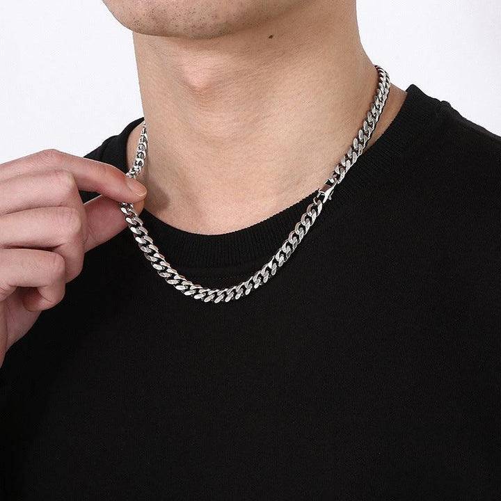 7/8mm Polished 6-Side Cut Curb Cuban Chain Necklace with Lobster Clap - kalen