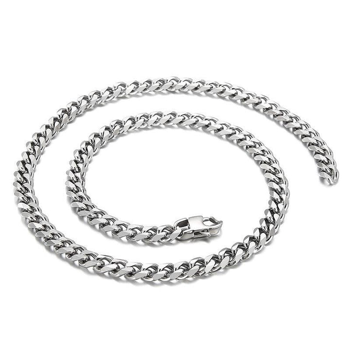 7/8mm Polished 6-Side Cut Curb Cuban Chain Necklace with Lobster Clap - kalen