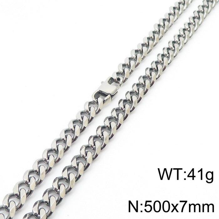 7/8mm Polished 6-Side Cut Curb Cuban Chain Necklace with Lobster Clap - kalen