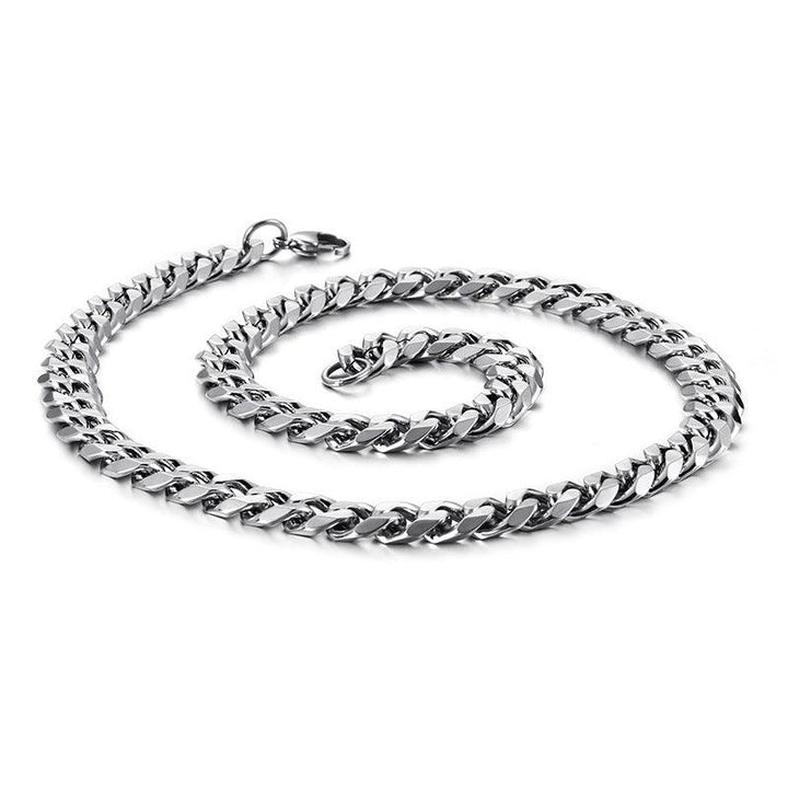 7/9/11mm Polished 6-Side Cut Curb Cuban Chain Necklace with Lobster Clap - kalen