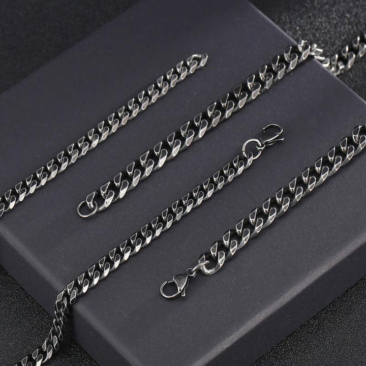 7/9mm 6-Side Cut Curb Cuban Chain Necklace with Lobster Clap - kalen