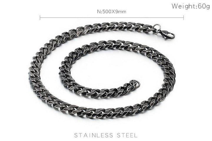 7/9mm 6-Side Cut Curb Cuban Chain Necklace with Lobster Clap - kalen