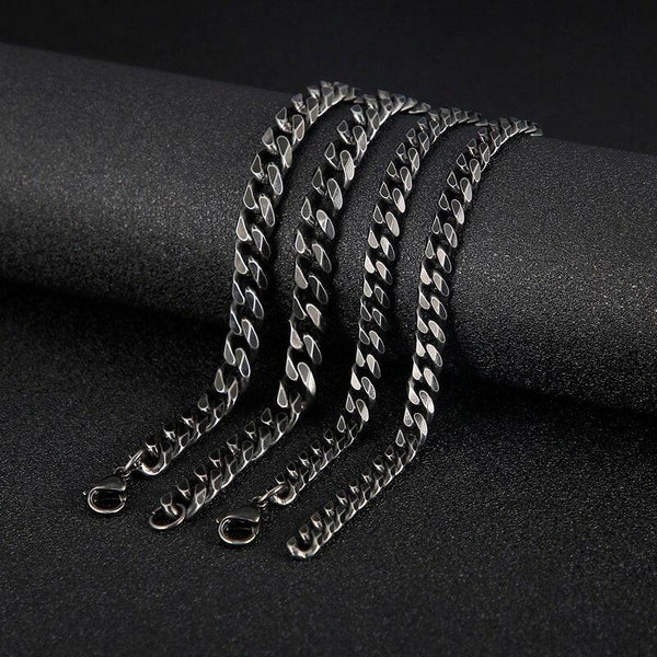 KALEN Stainless Steel 45-76cm Cuban Chain Necklace Men Women Punk Matte Brushed 9mm Chunky Chain Choker Necklace Jewelry.