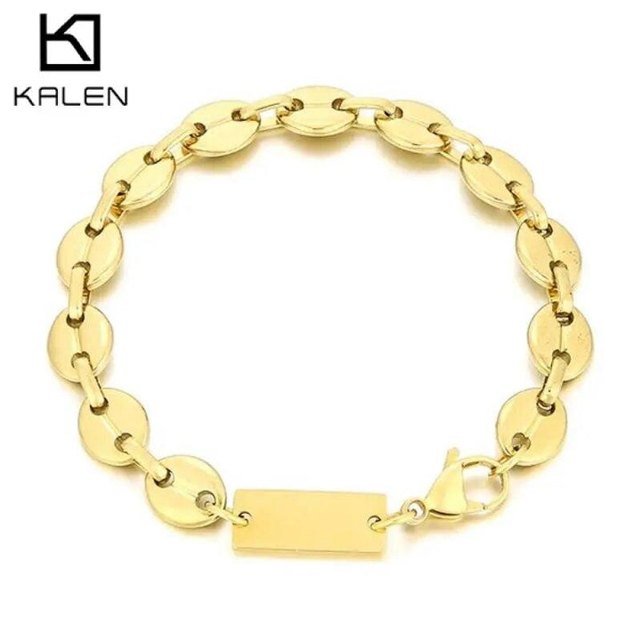 7/9mm Pig Nose Sequin Chain ID Bracelet Necklace Sets - kalen