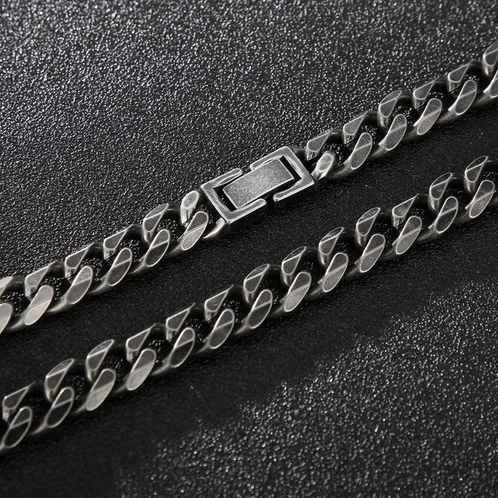 7/9mm Polished Miami 2-Side 4-SIde 6-Side Cut Curb Cuban Fiago Chain Necklace with Lock Buckle - kalen