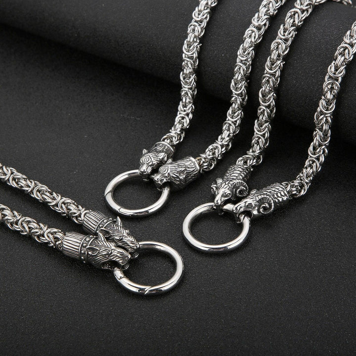 Kalen Vintage Animal Collection Chain Necklace With Pendant Viking Werewolf Punk Stainless Steel Jewelry.