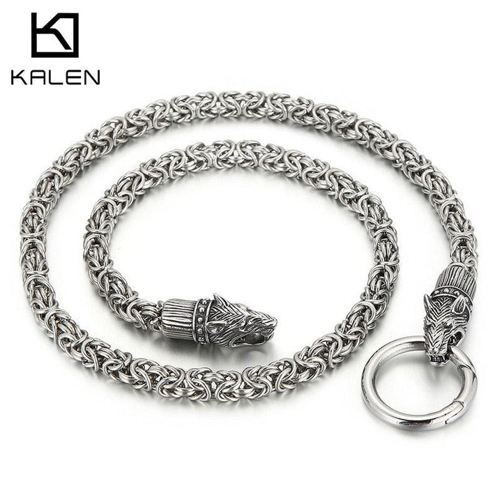 Kalen Vintage Animal Collection Chain Necklace With Pendant Viking Werewolf Punk Stainless Steel Jewelry.