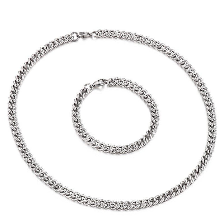 7mm Cuban Link Chain Bracelet Necklace With Lobster Clap - kalen