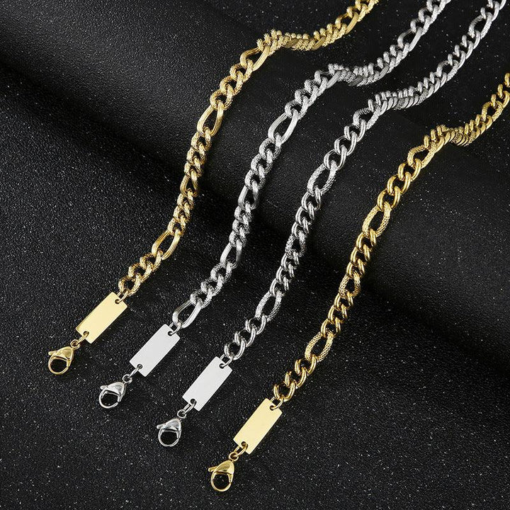 7mm Cuban Link Chain ID Fiago Bracelet Necklace With Lobster Clap - kalen