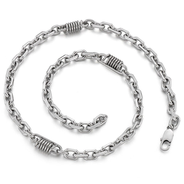 KALEN 7mm Link Chain Necklace Men Stainless Steel 304 Trendy Style.