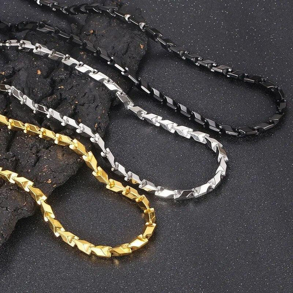 7MM Dragons Bone Chain Necklace Bracelet Jewelry Set for Men - kalen