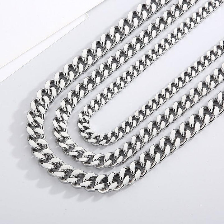 8/10/11/12mm Polished 4-Side Cut Curb Cuban Chain Bracelet Necklace with Push Button Box Clap - kalen