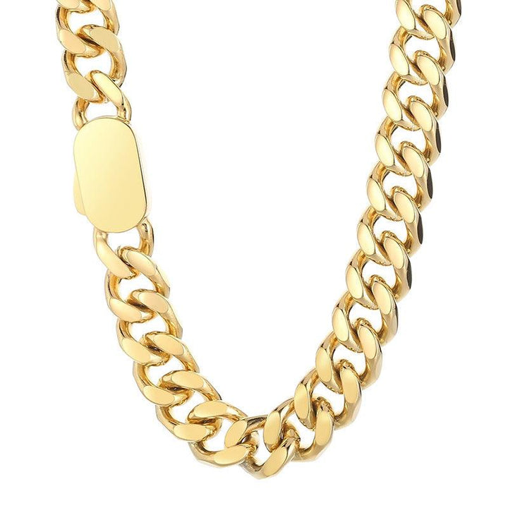 8/10/11/12mm Polished 4-Side Cut Curb Cuban Chain Bracelet Necklace with Push Button Box Clap - kalen