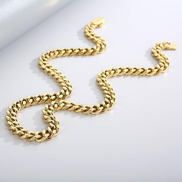 8/10/11/12mm Polished 4-Side Cut Curb Cuban Chain Bracelet Necklace with Push Button Box Clap - kalen