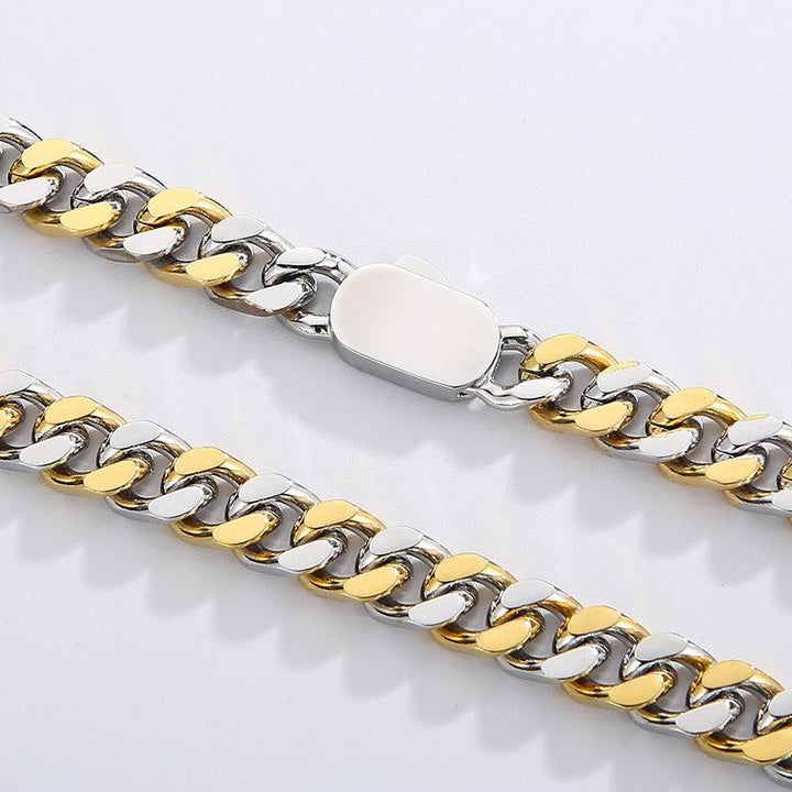 8/10/11/12mm Polished 4-Side Cut Curb Cuban Chain Bracelet Necklace with Push Button Box Clap - kalen