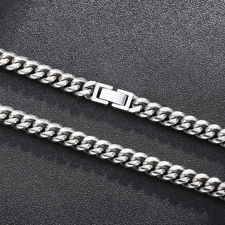 8/10mm Cuban Link Chain Necklaces with Square Clasp - kalen