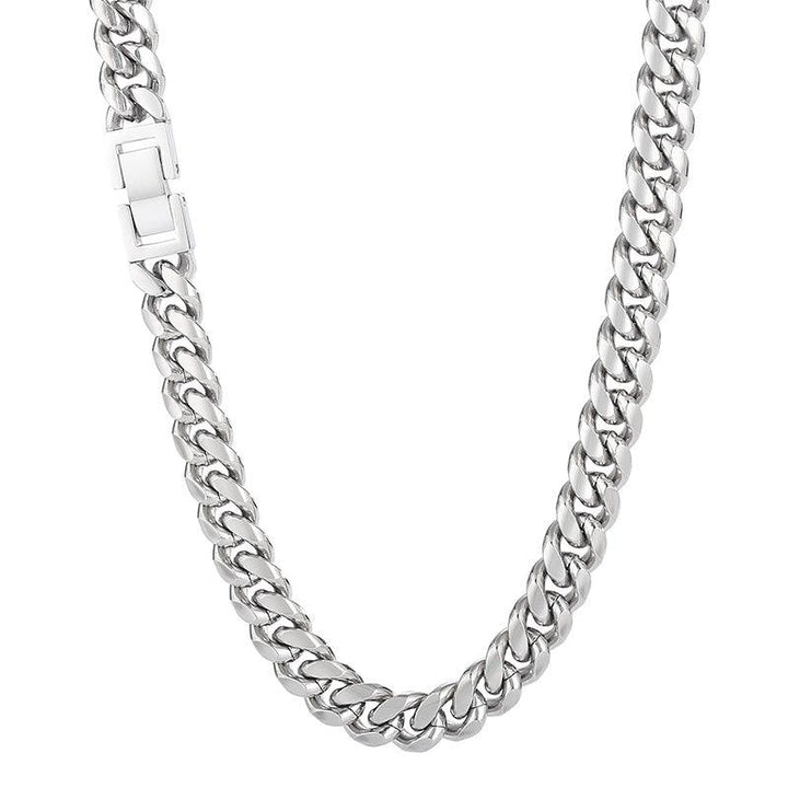 8/10mm Cuban Link Chain Necklaces with Square Clasp - kalen