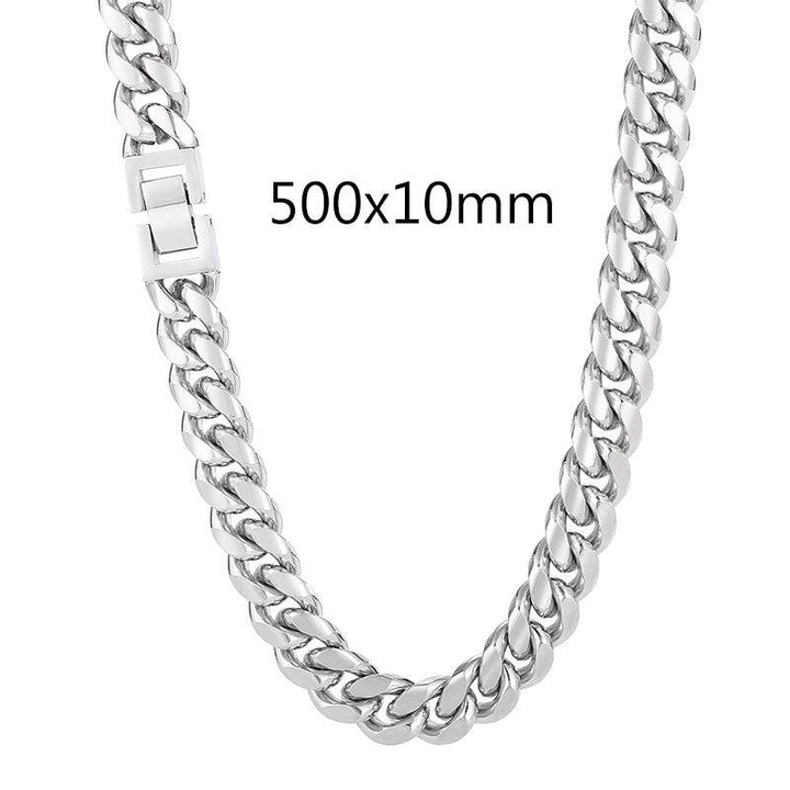 8/10mm Cuban Link Chain Necklaces with Square Clasp - kalen