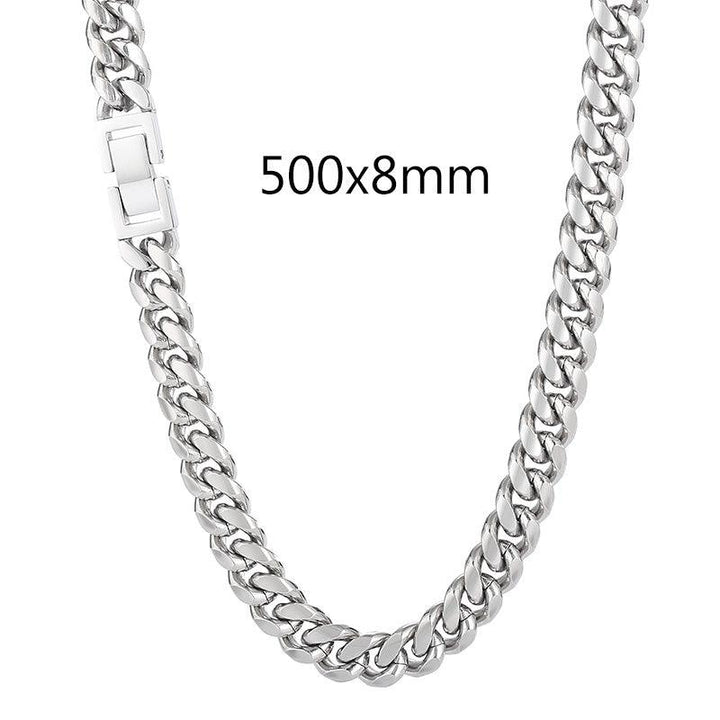 8/10mm Cuban Link Chain Necklaces with Square Clasp - kalen