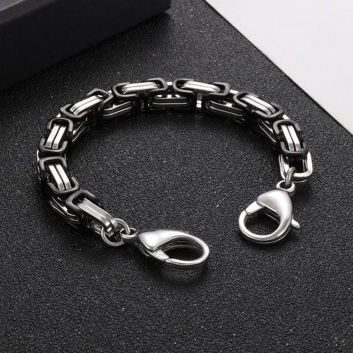 8mm Byzantine Emperor Byzantium Stainless Steel Chain Bracelet for Men Women - kalen