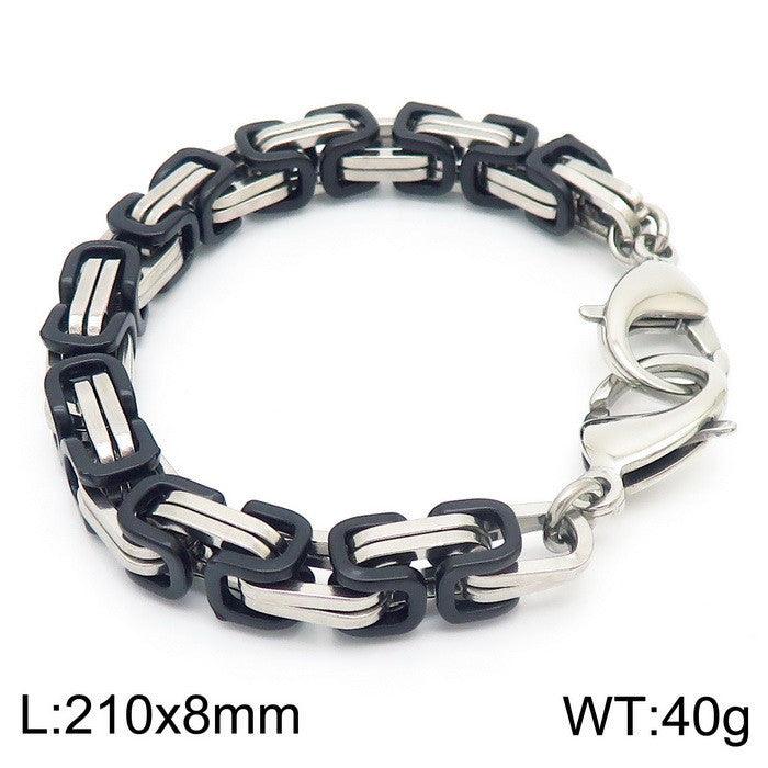 8mm Byzantine Emperor Byzantium Stainless Steel Chain Bracelet for Men Women - kalen