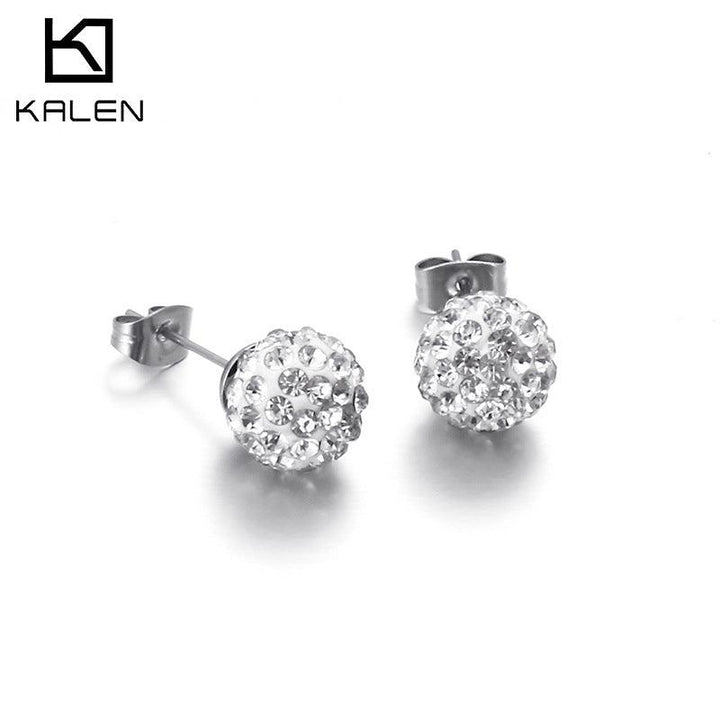 8mm Clay Zircon Ball Stub Earrings - kalen