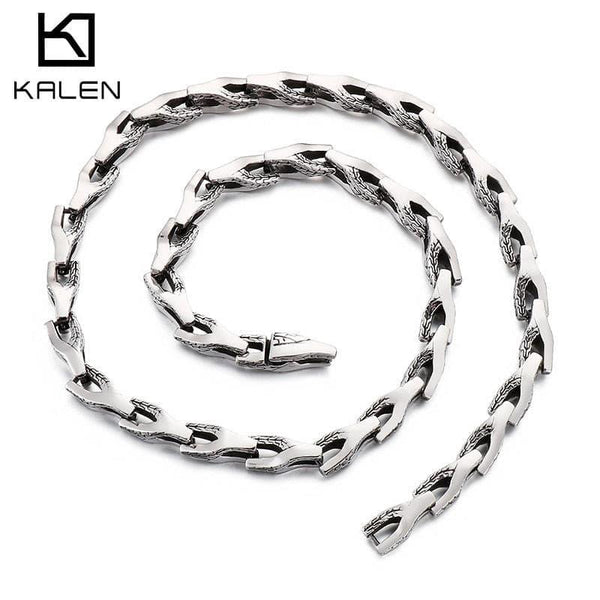 Kalen Animal Dragon Necklace Men's Stainless Steel Gothic Arrow Link Accessories Combination Chain On Neck Trend Jewelry.