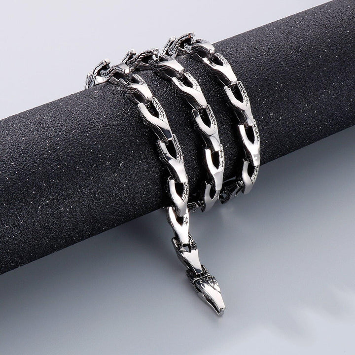 Kalen Animal Dragon Necklace Men's Stainless Steel Gothic Arrow Link Accessories Combination Chain On Neck Trend Jewelry.