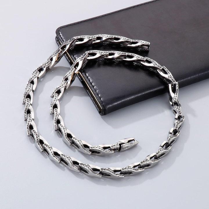 Kalen Animal Dragon Necklace Men's Stainless Steel Gothic Arrow Link Accessories Combination Chain On Neck Trend Jewelry.