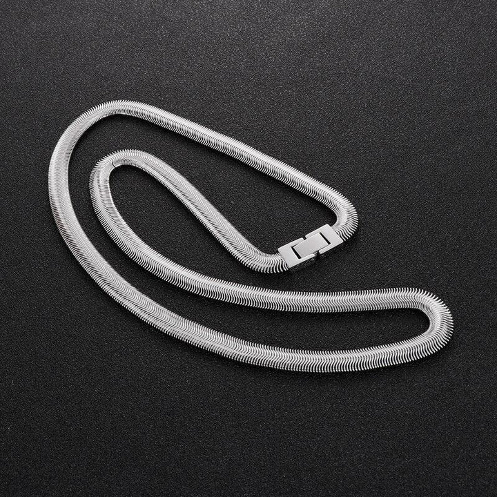 KALEN 8mm Flat Snake Chain Necklace Men Women Stainless Steel Cool Birthday Gift.