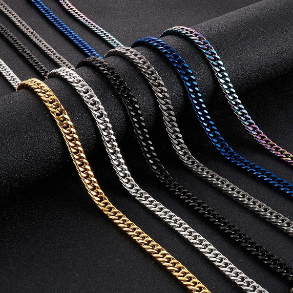 8mm Polished 4-Side Cut Curb Cuban Chain Necklace with Lobster Clap - kalen