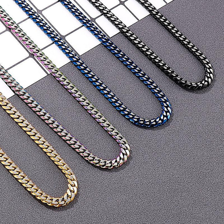 8mm Polished 6-Side Cut Curb Cuban Chain Bracelet Necklace with Lobster Clap - kalen