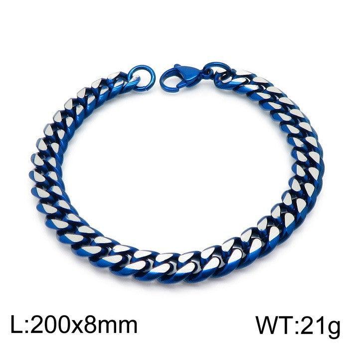 8mm Polished 6-Side Cut Curb Cuban Chain Bracelet Necklace with Lobster Clap - kalen