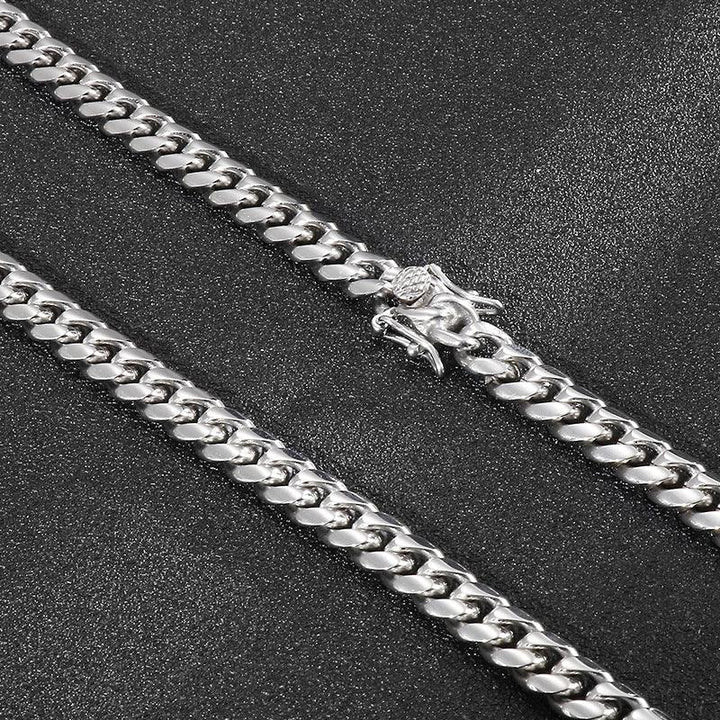 8mm Polished Brushed Miami Cuban Link Chain Bracelet Necklace With Lobster Lock Clap - kalen