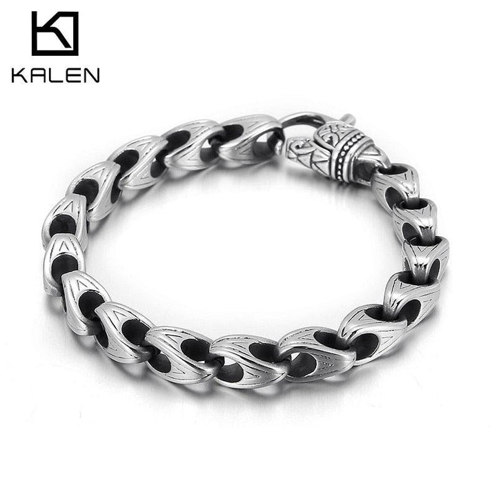 Kalen Punk Race Totem Cuff Chain Stainless Steel Men's Bracelet Jewelry Accessories.