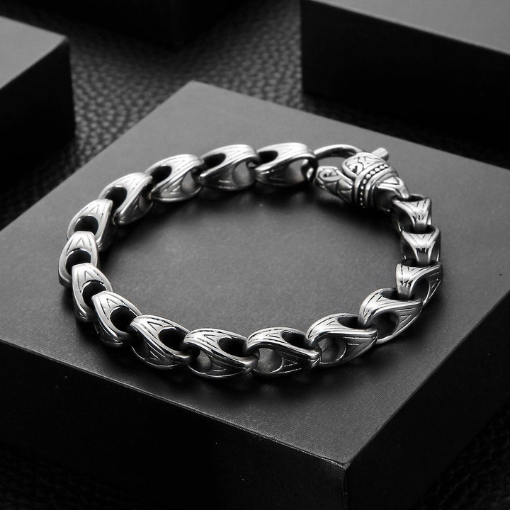 Kalen Punk Race Totem Cuff Chain Stainless Steel Men's Bracelet Jewelry Accessories.