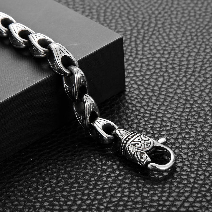 Kalen Punk Race Totem Cuff Chain Stainless Steel Men's Bracelet Jewelry Accessories.