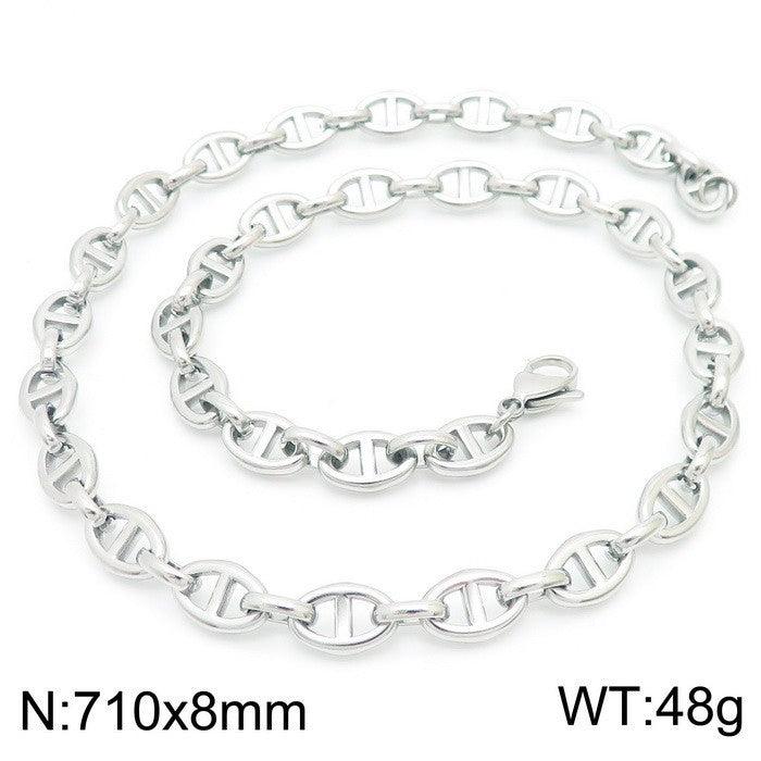 8mm Stainless Steel Pig Nose Chain Necklace For Women - kalen