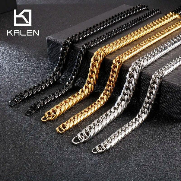 9/11mm Polished Miami Curb Cuban Link Chain Bracelet Necklace With Lobster Clap - kalen