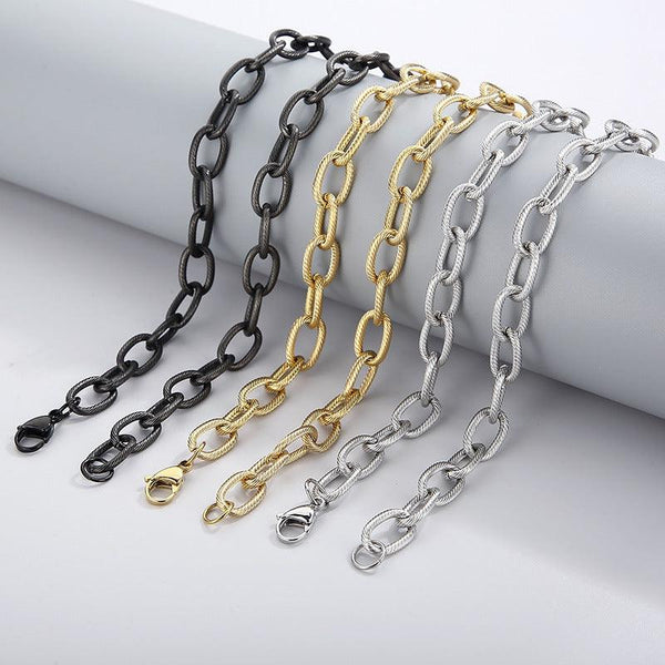 9mm Black Paperclip Loop Twist Chain Necklace for Women - kalen