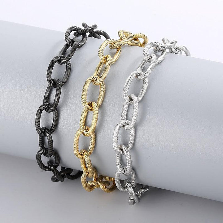 9mm Paperclip Loop Twist Chain Bracelet for Women - kalen