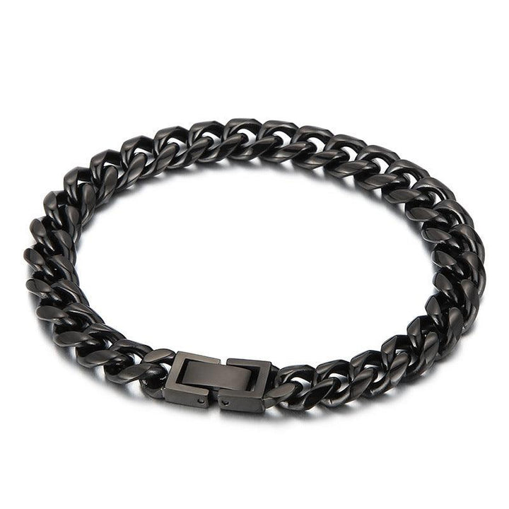 9mm Polished 4-Side Cut Curb Cuban Chain Bracelet Necklace with Buckle Clap - kalen