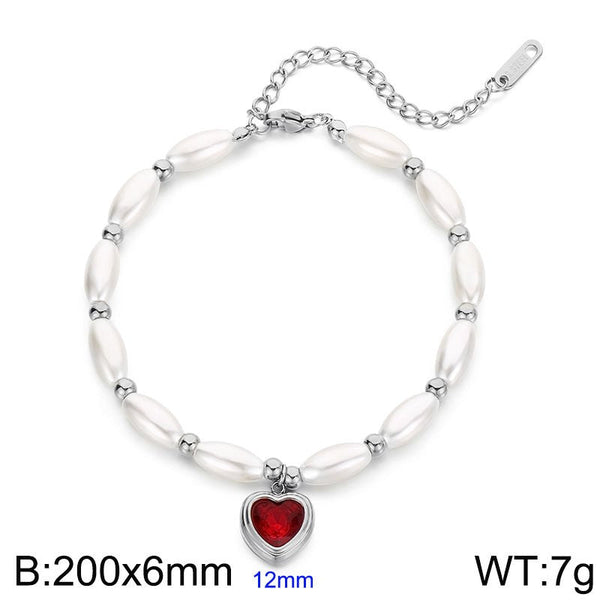 Kalen Stainless Steel Pearl Heart Charm Bracelet Wholesale for Women