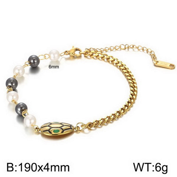 Kalen Stainless Steel Pearl Snake Charm Bracelet Wholesale for Women