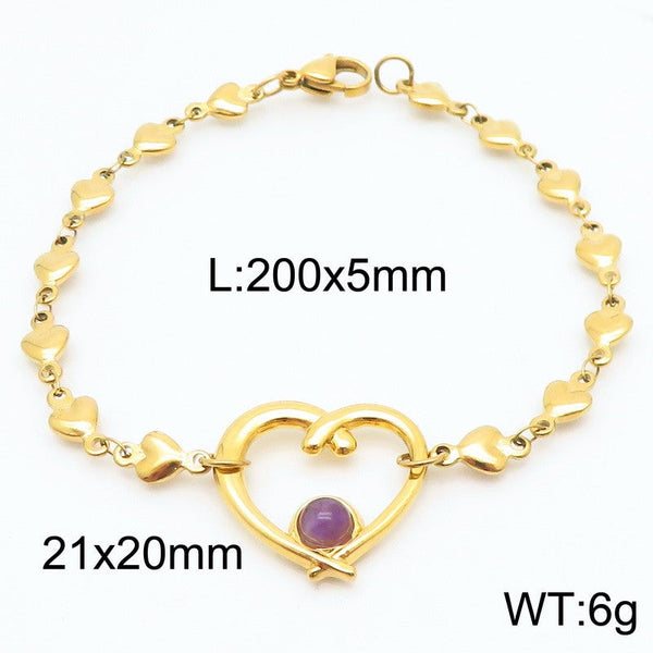 Kalen Stainless Steel Heart Charm Chain Bracelet Wholesale for Women