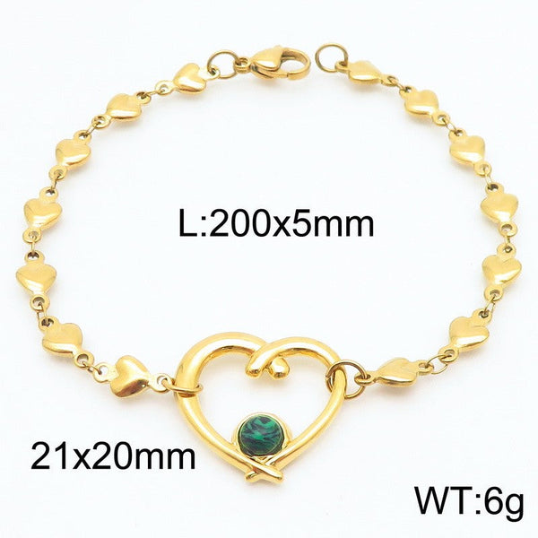 Kalen Stainless Steel Heart Charm Chain Bracelet Wholesale for Women