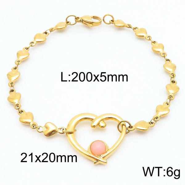 Kalen Stainless Steel Heart Charm Chain Bracelet Wholesale for Women