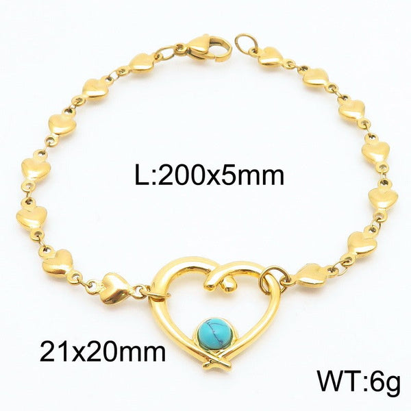 Kalen Stainless Steel Heart Charm Chain Bracelet Wholesale for Women