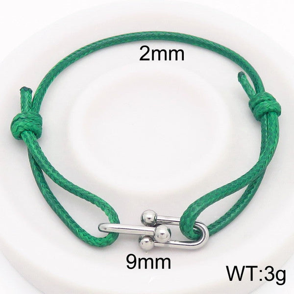 Kalen 2mm Leather Stainless Steel Charm Bracelet Wholesale